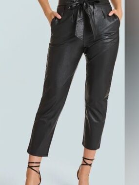Commando Black Faux Leather Cropped Paperbag Pants